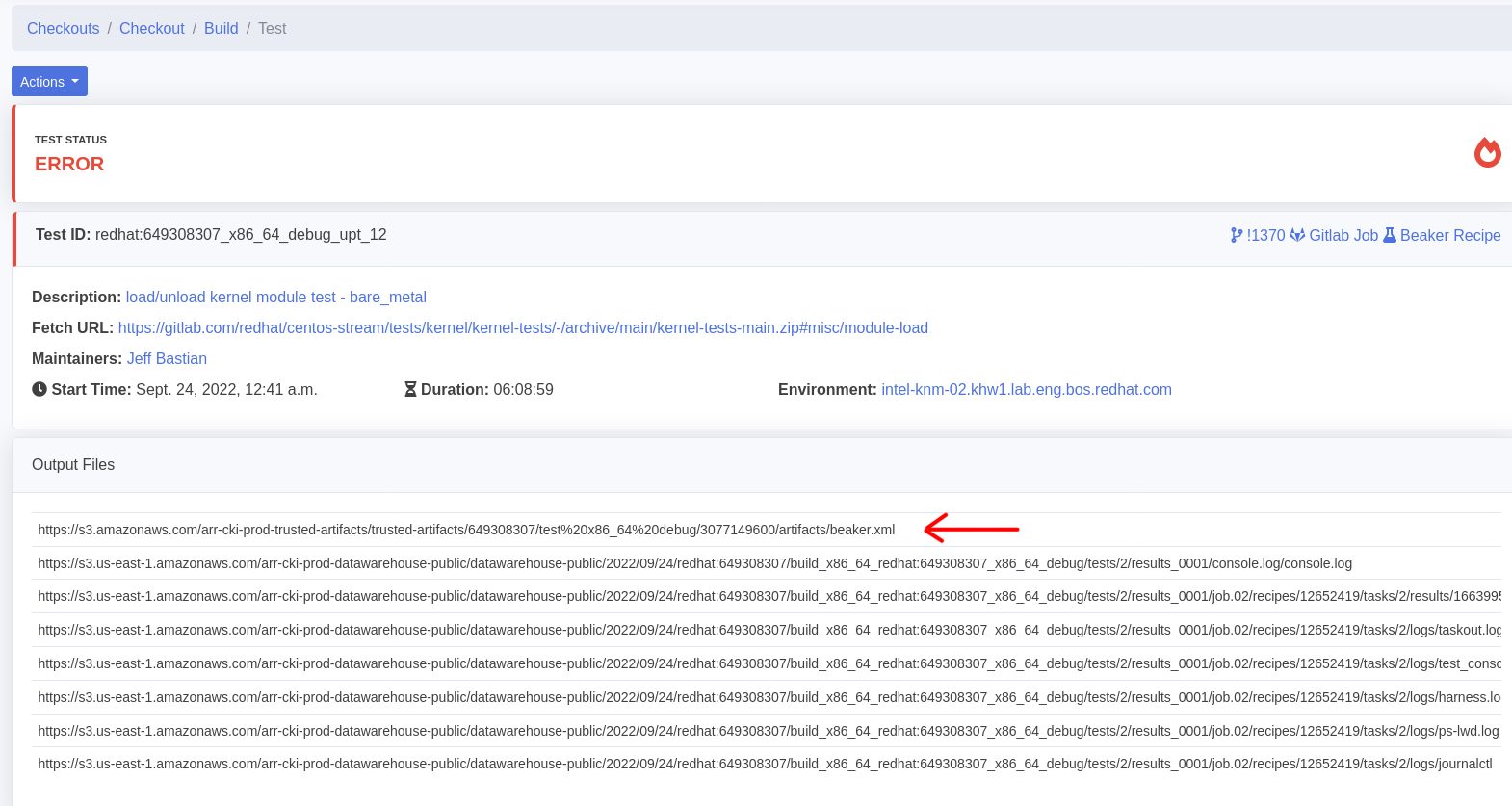 Test entry in DataWarehouse